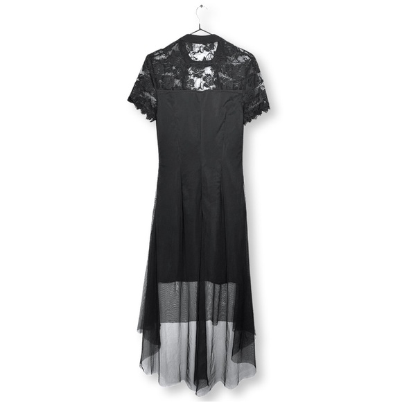[ BELLE POGUE ] High-Low Black Gothic Dress w/Lace Patchwork & Cut Outs: M : EUC - Picture 2 of 10
